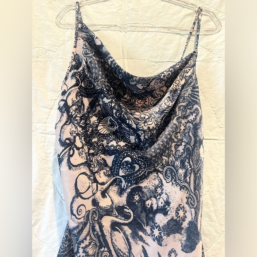 Topshop Idol Tattoo Print Satin Slipdress Size:6 - Picture 7 of 16